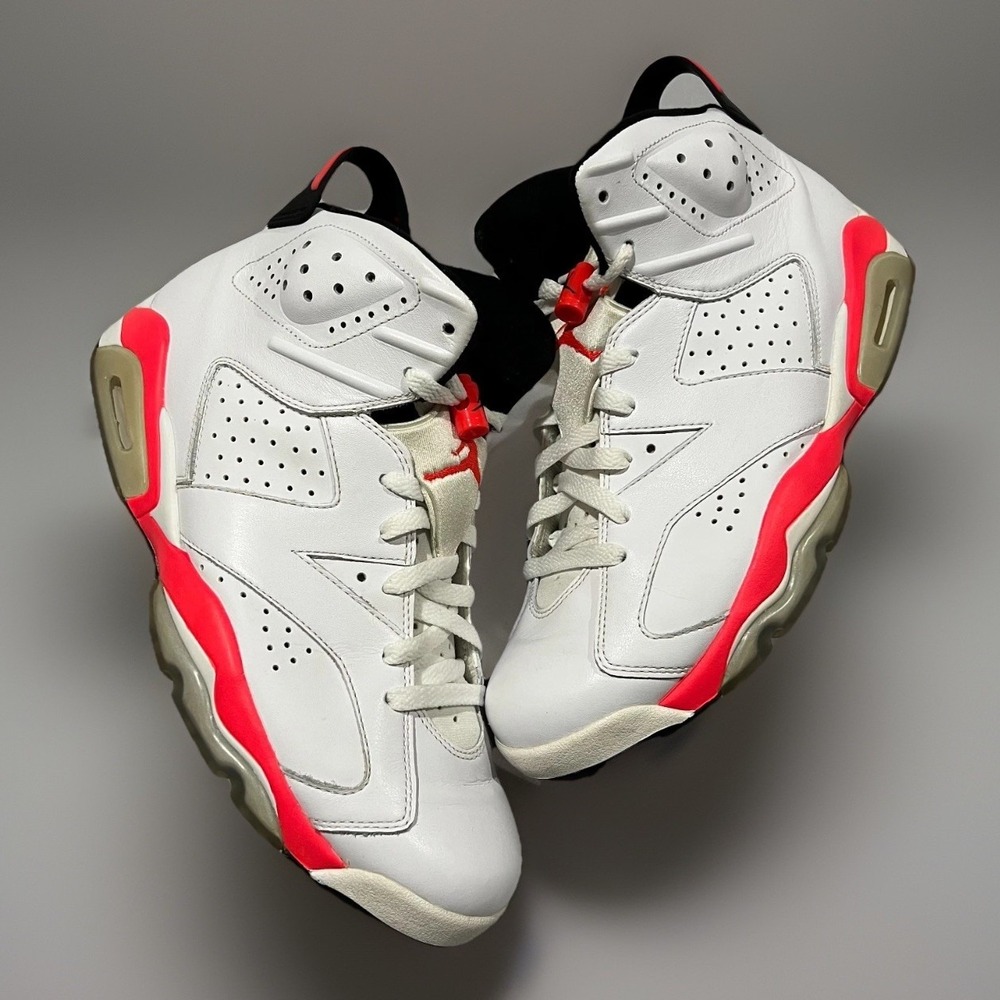 Mens Air Jordan 6 Retro White Infrared 384664-123 Basketball Sneaker 10.5